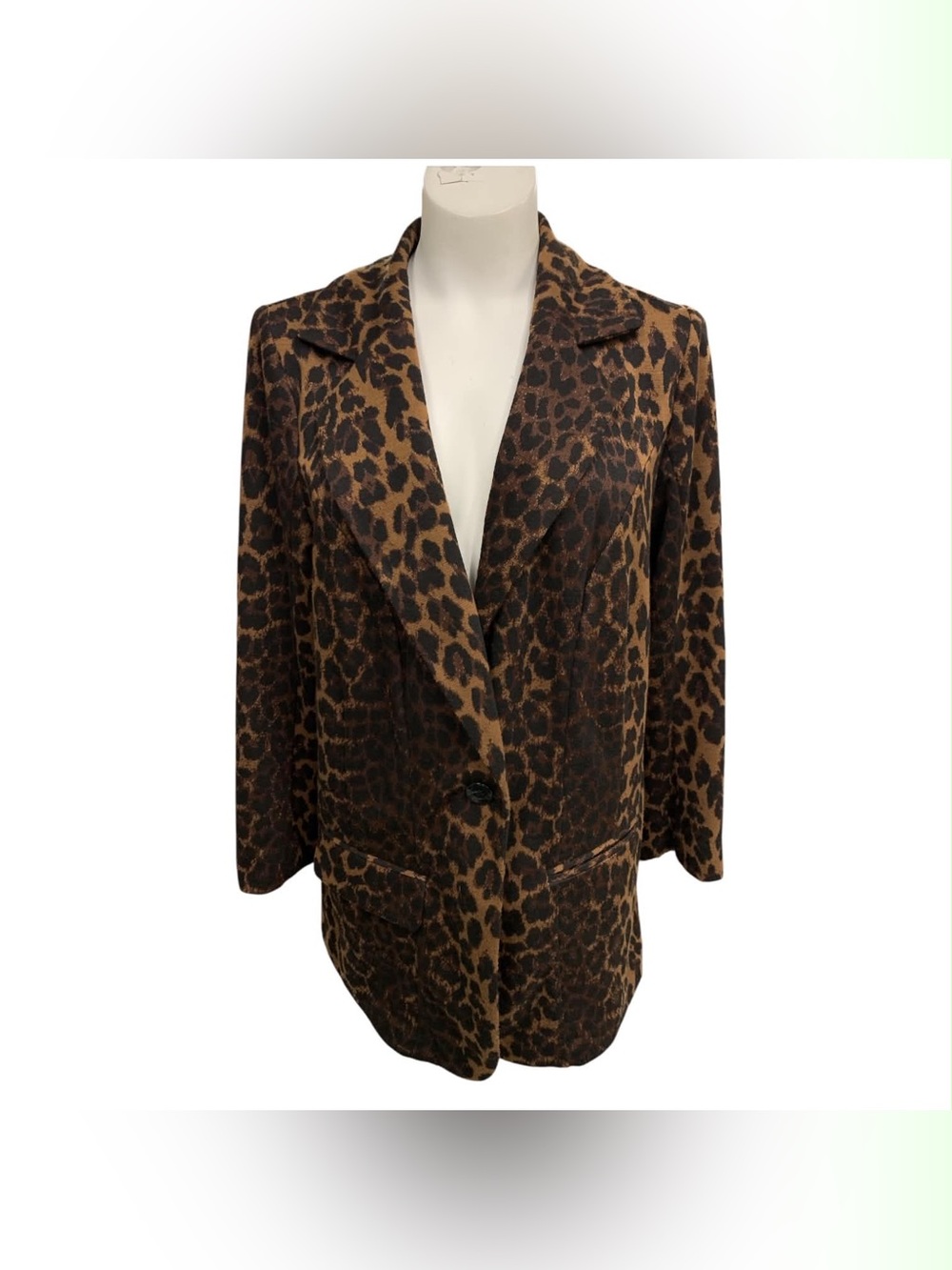 Leopard Print Blazer Jacket - Brown/Black Size L